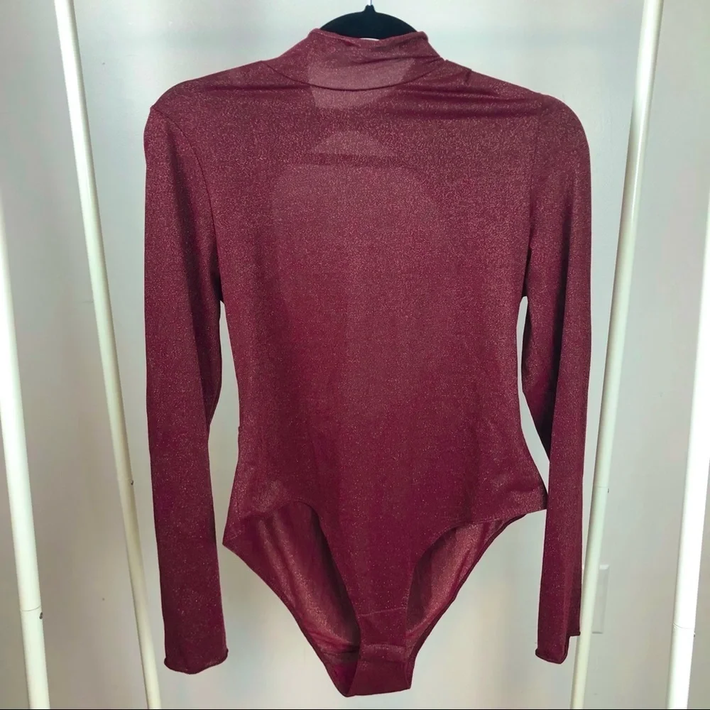 NWT Anthropologie Shimmer Open Back Bodysuit M